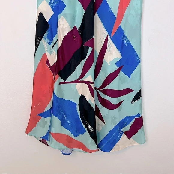 Tanya Taylor Kiarah Abstract Watercolor Silk Satin Midi Skirt 4 Multicolor NWT - Picture 5 of 11